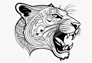 Panther with traditional tattoos tattoo idea