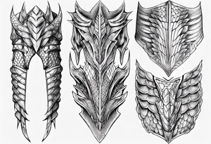 Dragonscale Leg armor symmetrical tattoo idea