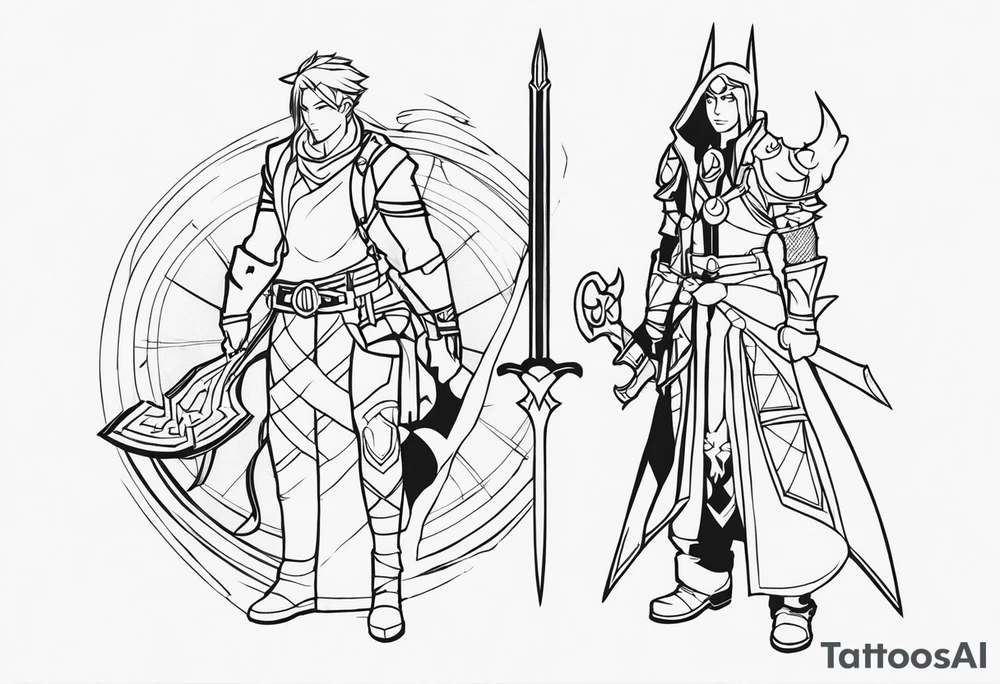 The arcane lega of legends on the left is Vi, on the right is Jinx tattoo idea
