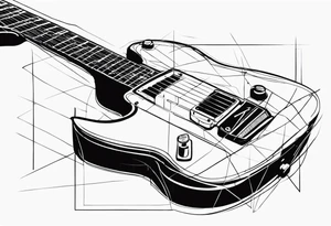 Eléctric guitar sound with lines abstrac croos with number 7 tattoo idea