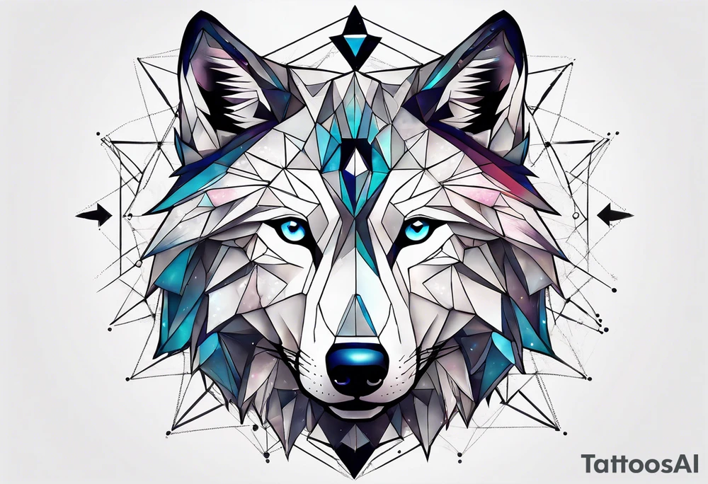 Constellation, two animal wolf, géométric tattoo idea
