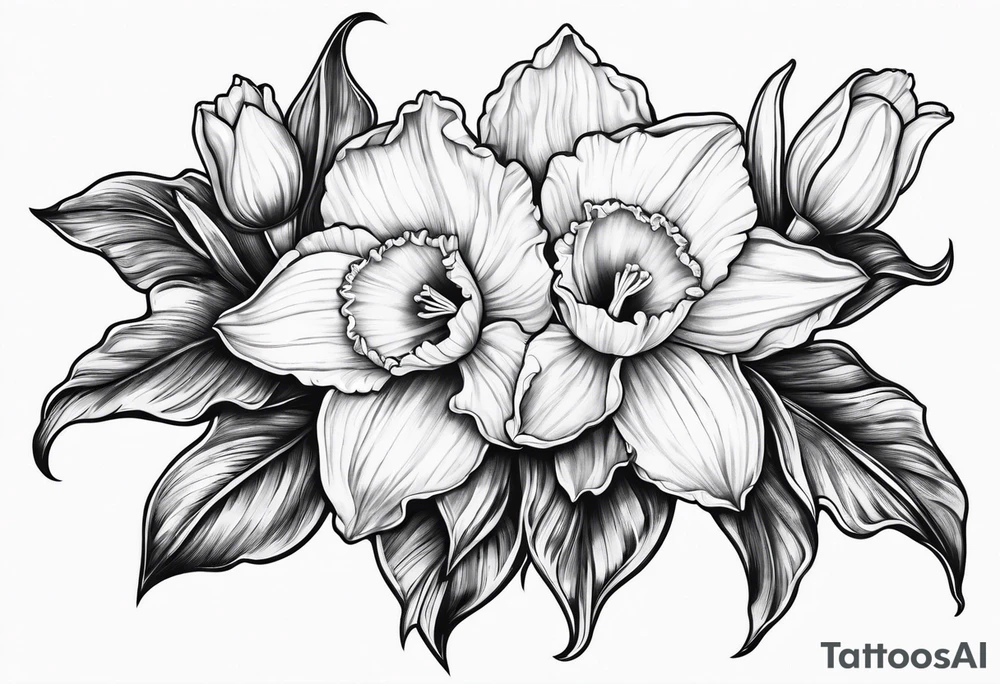Daffodil birth flower chain tattoo idea
