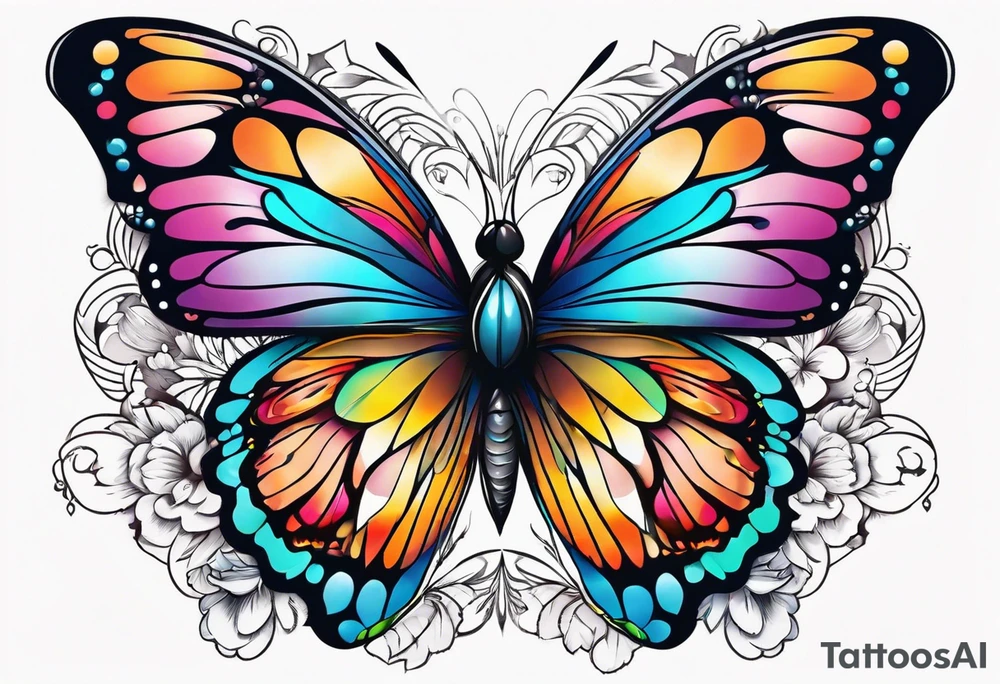 Beautiful butterfly. Flying.  very colorful and delicate tattoo idea