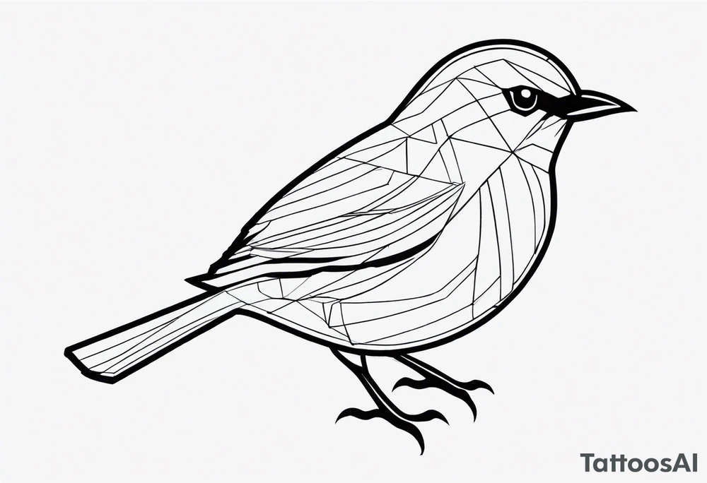 Minimal lines Black and white bird outline tattoo idea