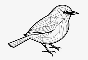 Minimal lines Black and white bird outline tattoo idea