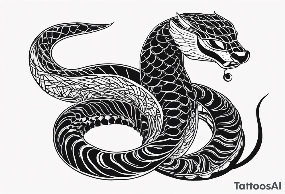 Cobra enrolada na lua tattoo idea