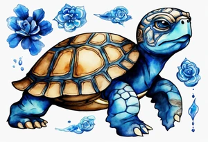a furry turtle covered in blue fur tattoo idea