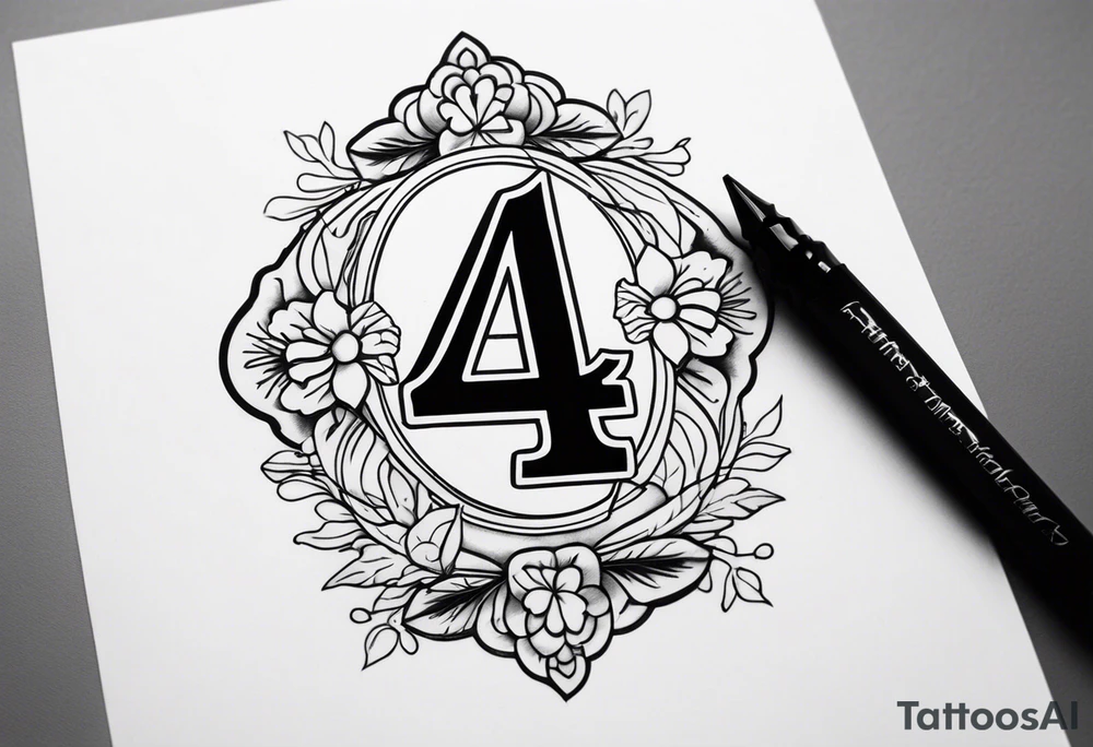 number 4 in a card tattoo idea