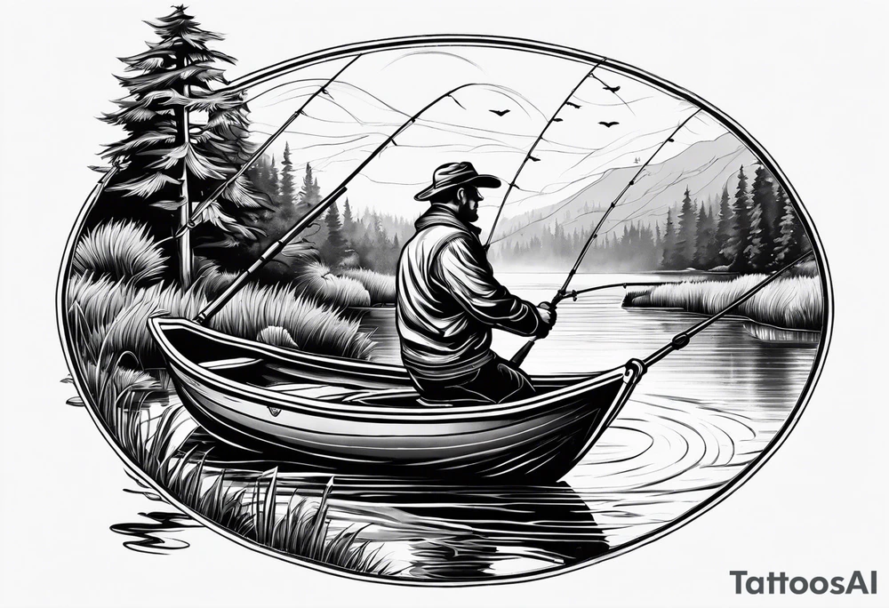 fisherman at the pond tattoo idea