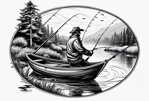 fisherman at the pond tattoo idea