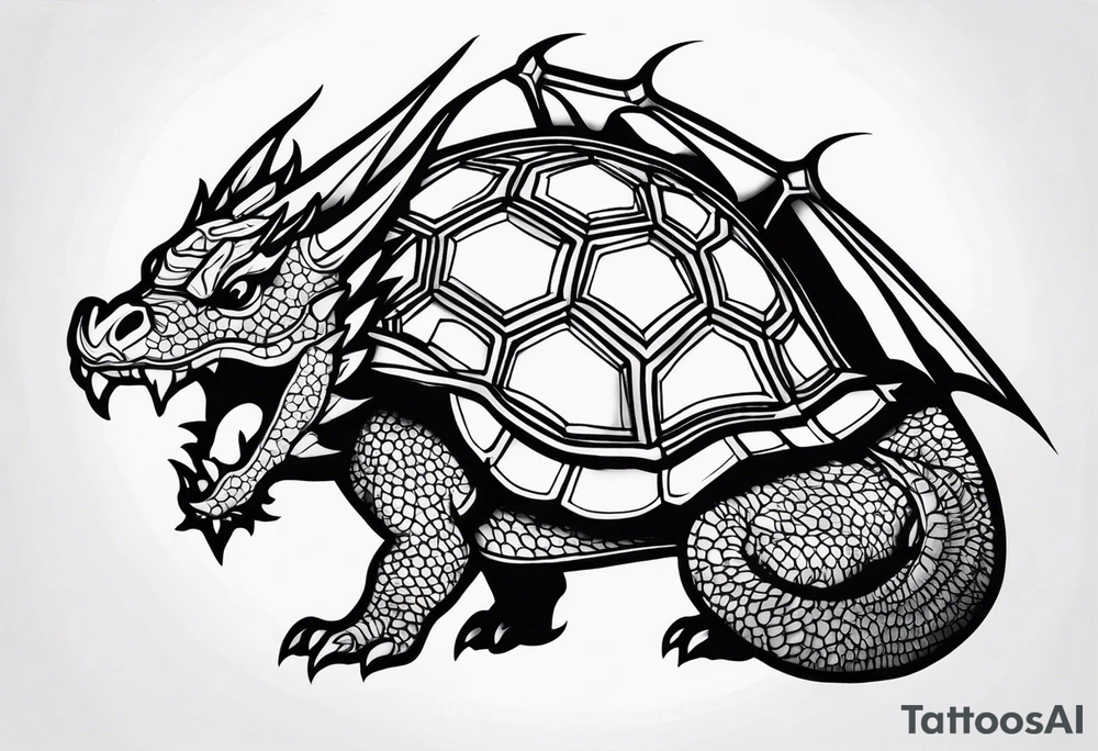 dragon with turtle shell tattoo idea