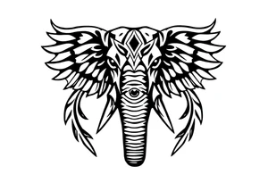 An egyptian strong elephant with a eyeball underneath it tattoo idea