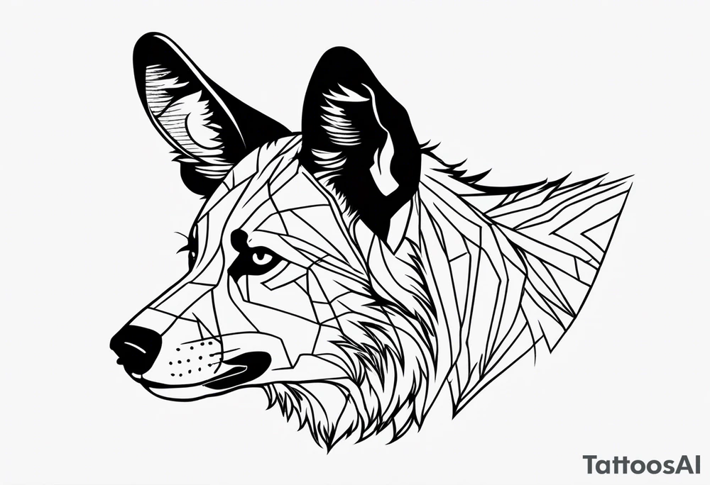 African wild dog face tattoo idea