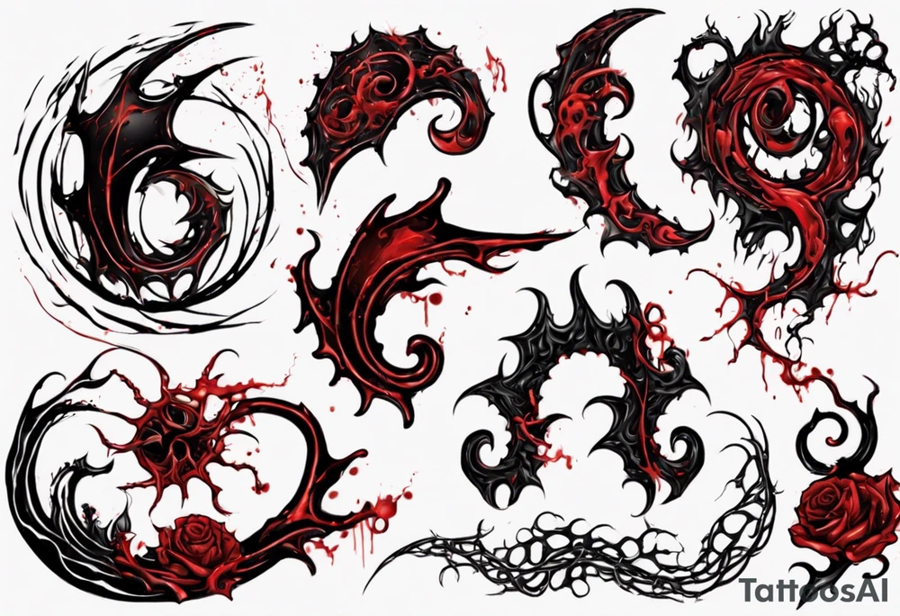 Blood
Tendril
Red
Black
Corruption 
Visceral tattoo idea