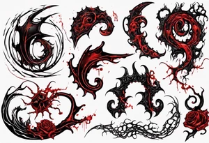 Blood
Tendril
Red
Black
Corruption 
Visceral tattoo idea