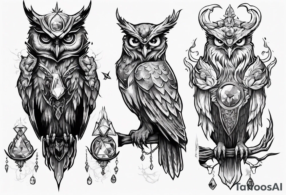 The Demon Owl Stolas, a Prince of Hell who is obsessed with gems, knowledge of astrology and poisonous plants. tattoo idea