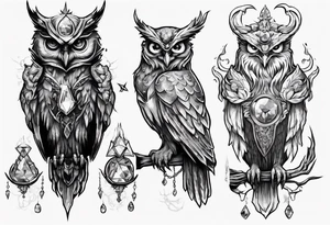 The Demon Owl Stolas, a Prince of Hell who is obsessed with gems, knowledge of astrology and poisonous plants. tattoo idea