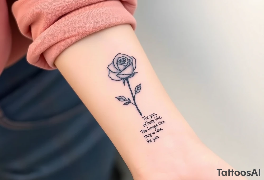 fine-line rose on my inner wrist, with the stem flowing down into a bible verse tattoo idea