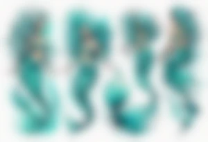 a turquoise mermaid swimming in the sea surrounded by crashing waves tattoo idea