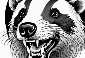 badger with mouth open with Dr Pepper can tattoo idea