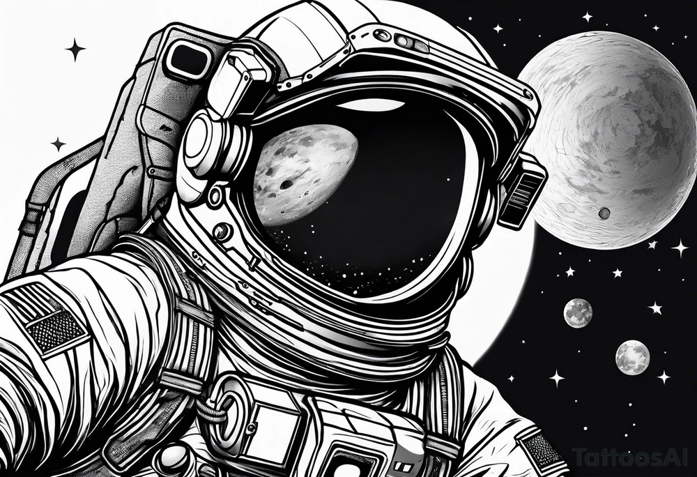 Astronaut floating in space without a helmet tattoo idea