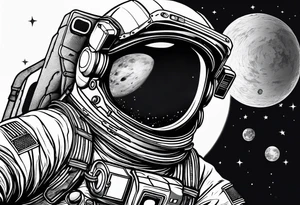 Astronaut floating in space without a helmet tattoo idea