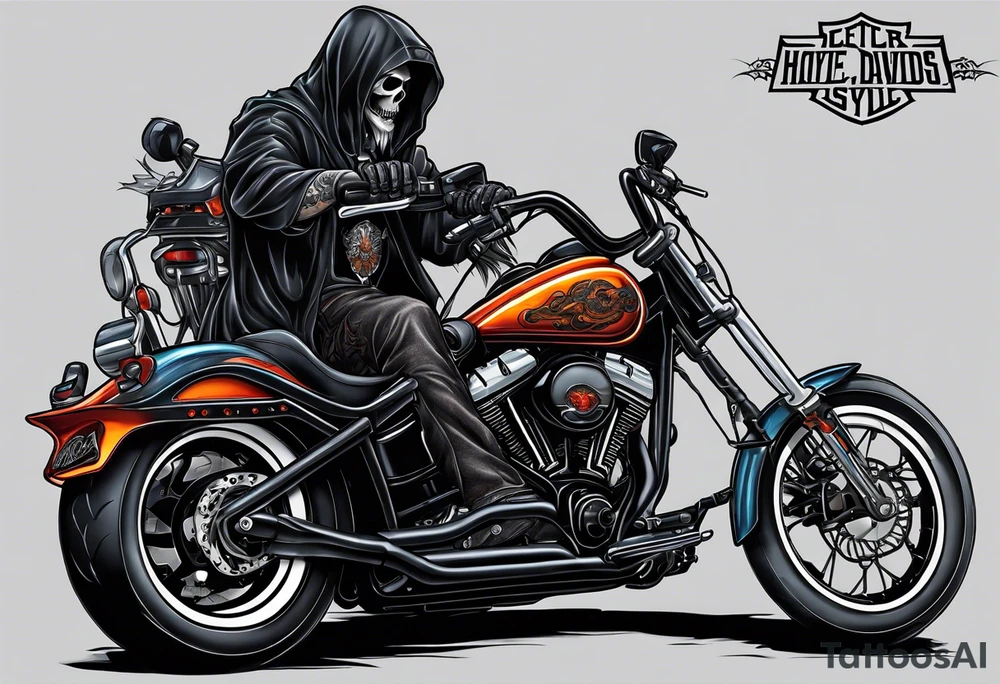 Reaper on a Harley Davidson tattoo idea