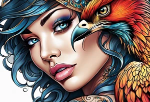 femme nu avec un tatou de phoenix tattoo idea