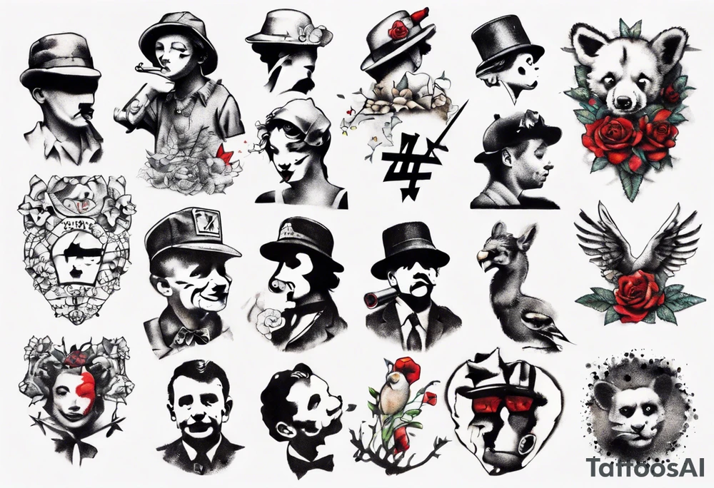 BANKSY ART STYLE tattoo idea