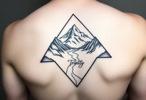 Mountains with the river running through it and a triangle around it with Humboldt at the top Mendocino  in the left corner and Trinity in the right tattoo idea