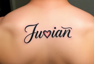 The name Julian in cursive with a heart and shading tattoo idea