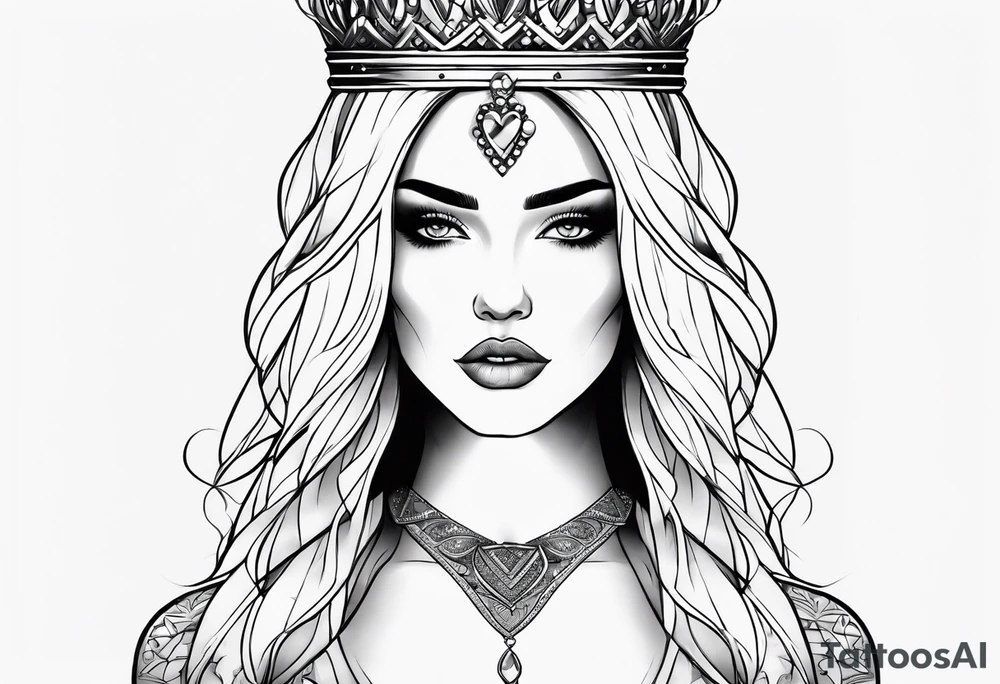 juliette with crown and hearts tattoo idea