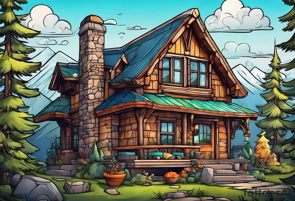 bear building a house tattoo idea