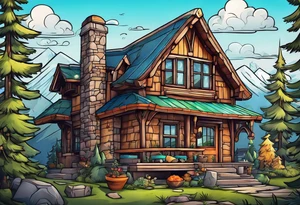 bear building a house tattoo idea