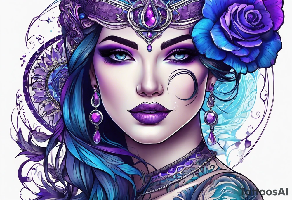 Blue and purple tattoo idea