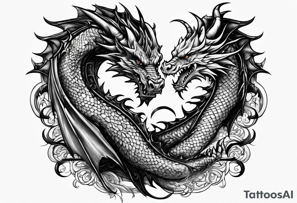 a medieval and powerfull black dragon tattoo idea
