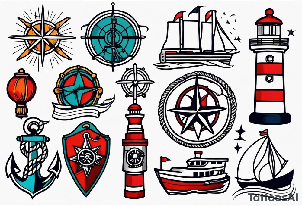 traditional sailor tattoo ideas for full arm tattoo idea