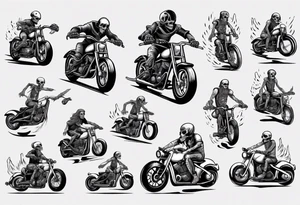 Motorcycle and skeleton riding tattoo idea