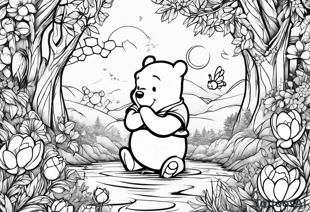 Winnie Pooh hand in the honey tattoo idea