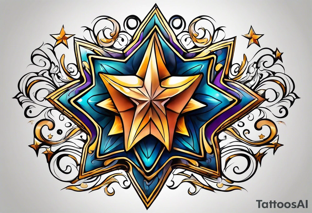 Swirly star tattoo idea