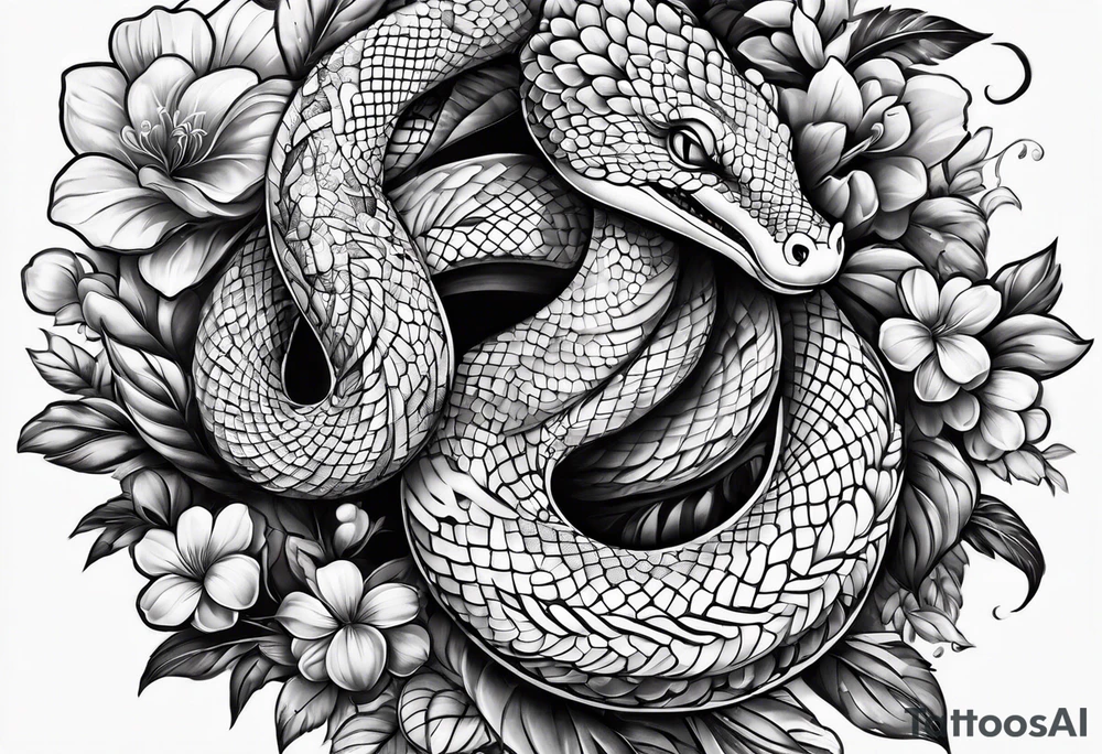Schlange mit Kirschblüten tattoo idea
