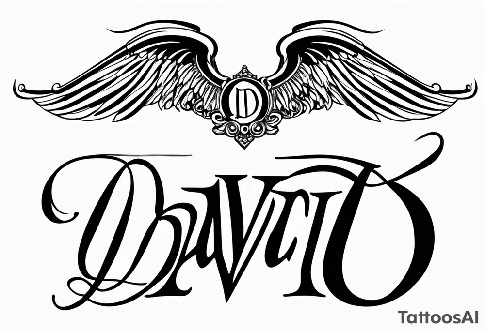 Name David with angel tattoo idea