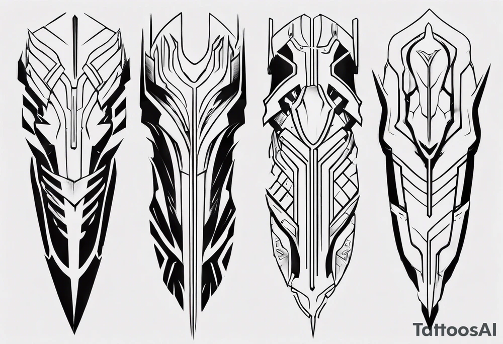 Futuristic leg armor tattoo idea
