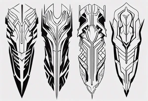 Futuristic leg armor tattoo idea