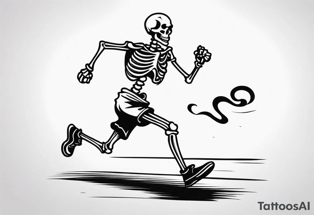 running skeleton with a pipe tattoo idea