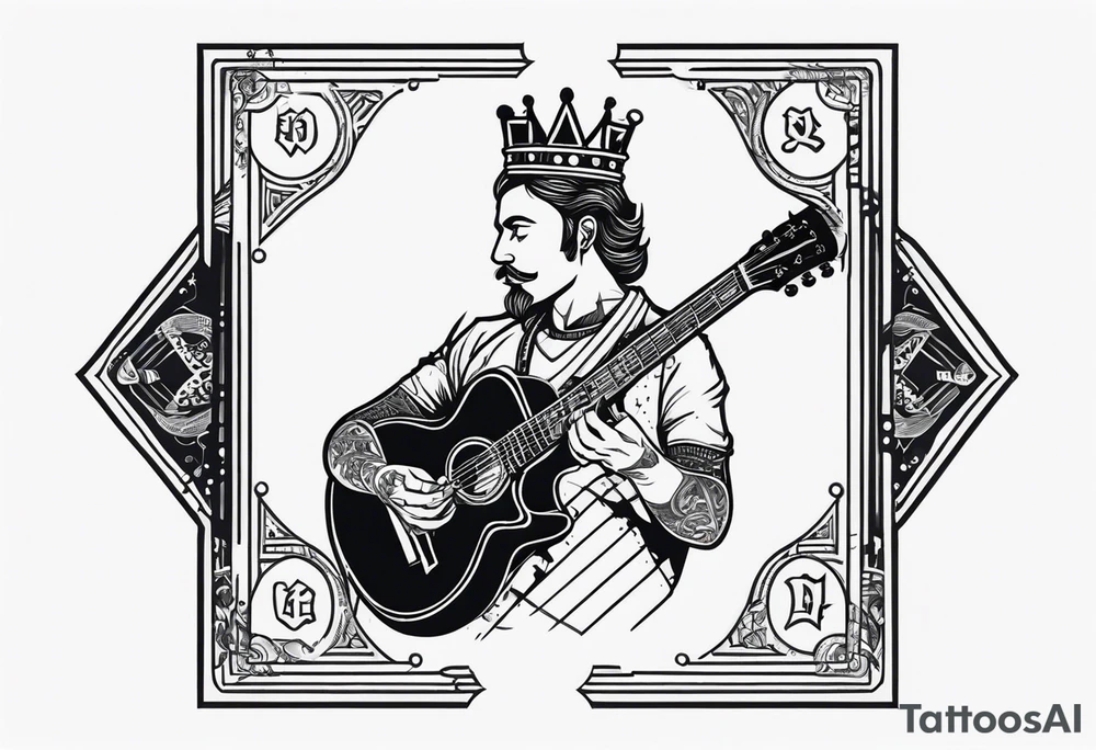 King of ace playing guitar cards tattoo idea