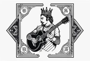 King of ace playing guitar cards tattoo idea
