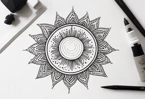 representation of the sun made of black dots tattoo idea
