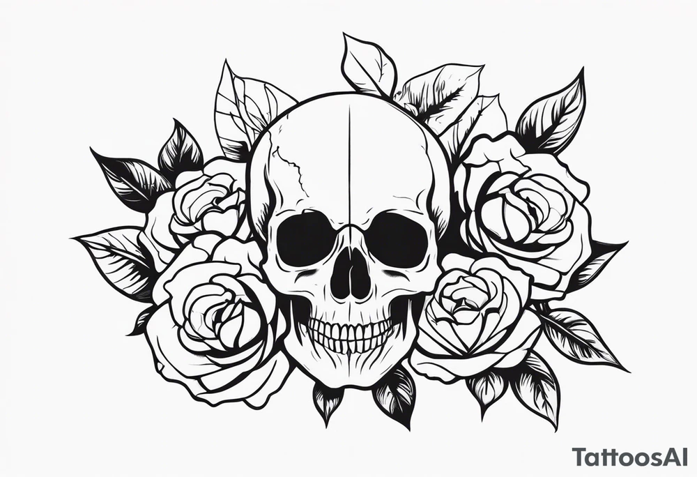skull and roses tattoo idea