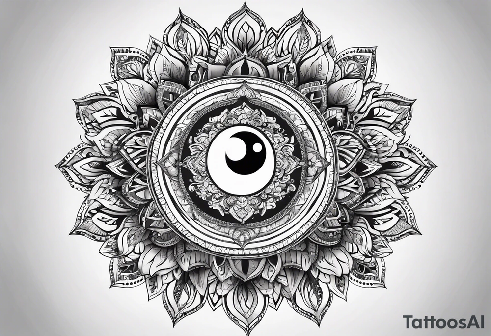 Mandala feather, incorporates music, birds, yin and yang, and water tattoo idea